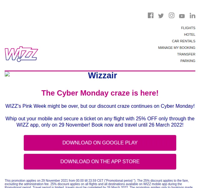 Wizz Air: 25% sleva na všechny letenky přes app – listopad 2021 | Nuslet.cz