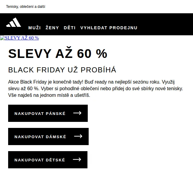 Adidas: Black Friday se slevami až 60 % – červenec 2026 | Nuslet.cz