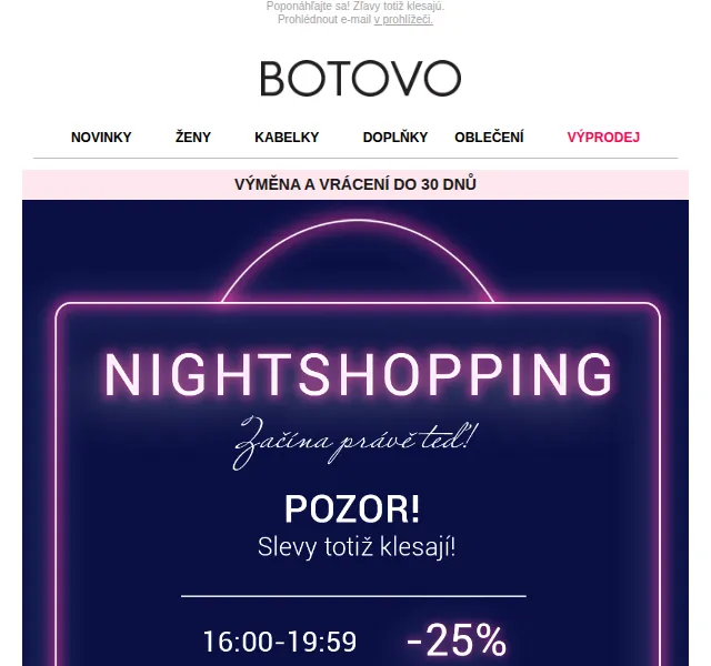 Botovo.cz: Nightshopping slevy až 50 % – červen 2026 | Nuslet.cz