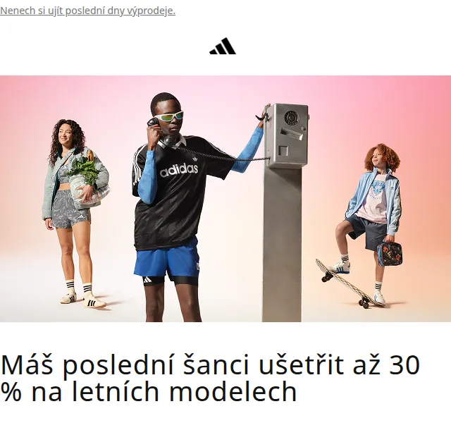 Adidas: sleva až 30 % na letní výprodej – srpen 2026