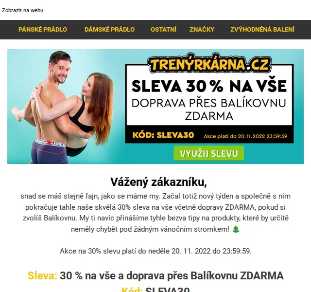 Lukáš z Trenýrkárna.cz: 30% sleva na vše a doprava ZDARMA – červen 2026 | Nuslet.cz