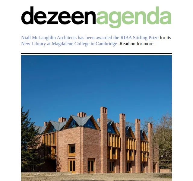 Dezeen Daily: RIBA Stirling Prize 2022 – červen 2026 | Nuslet.cz
