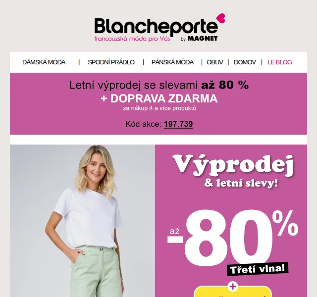 Blancheporte: Až -80 % na šortky – červenec 2026 | Nuslet.cz