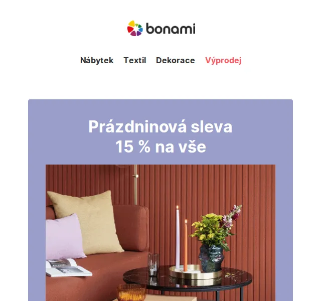 Bonami: Prázdninová sleva 15 % na vše – červenec 2026 | Nuslet.cz