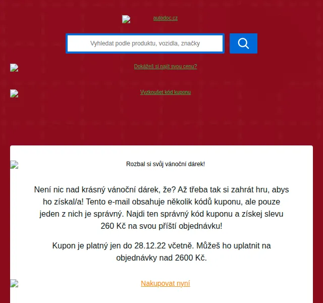 Autodoc.cz: Sleva 260 Kč – vánoční hra – červen 2026 | Nuslet.cz