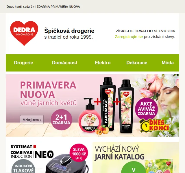 Novinky DEDRA INNOVATIONS: Sada 2+1 ZDARMA PRIMAVERA NUOVA – červen 2026 | Nuslet.cz