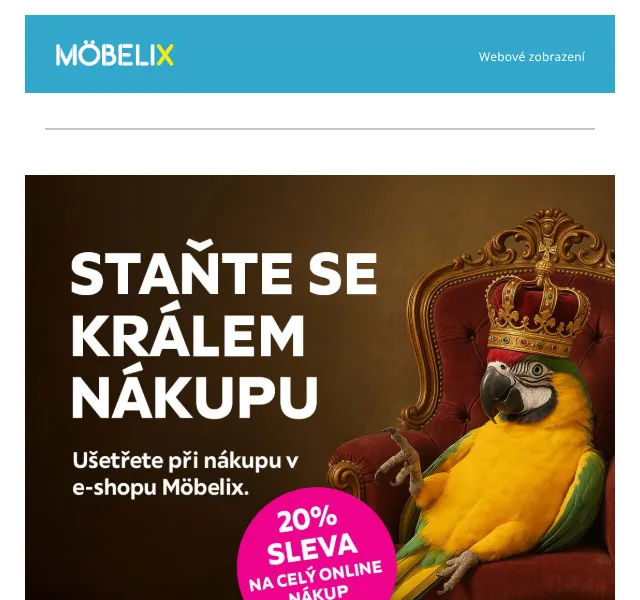 Möbelix: sleva 20 % na nábytek – září 2026