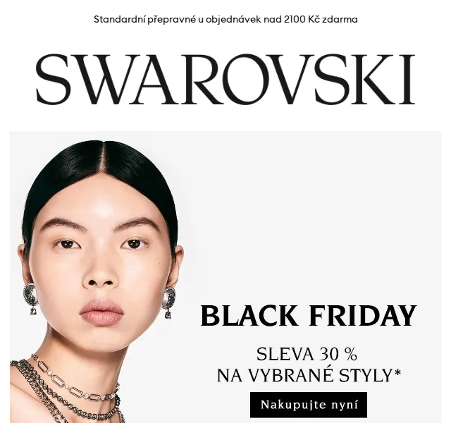 Swarovski: Black Friday sleva 30 % na šperky – červenec 2026 | Nuslet.cz