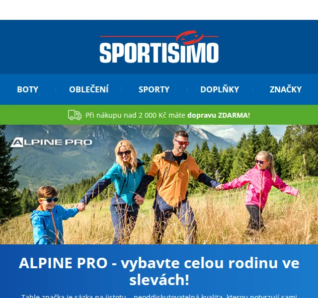 Sportisimo: Až -49 % na ALPINE PRO obuv – červen 2026 | Nuslet.cz