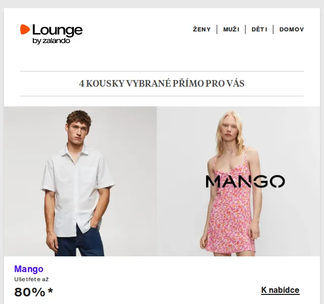 Lounge by Zalando: Mango, Calvin Klein až -80 % – duben 2026