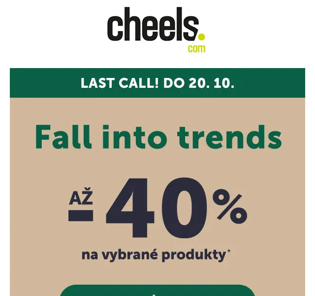 Cheels: Až -40 % na boty a oblečení – červen 2026 | Nuslet.cz