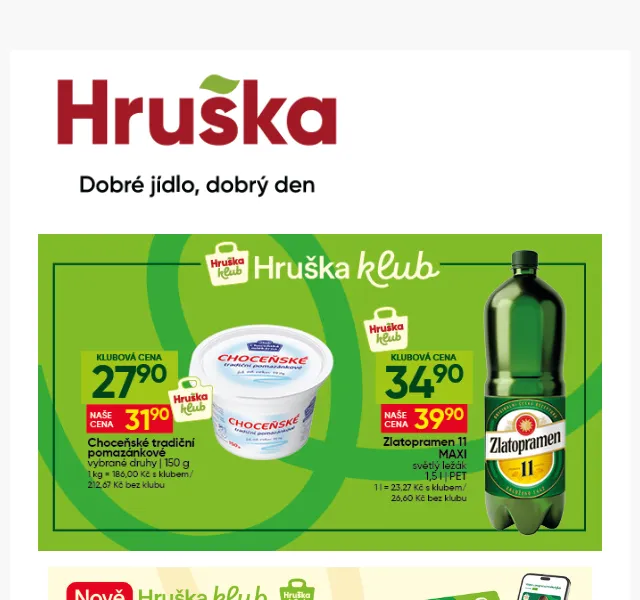 Hruška: Slevy v Klubu – Zlatopramen, Perla – červenec 2026