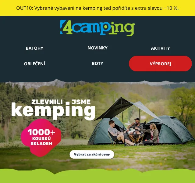 4camping.cz: Kemping vybavení −10 % – červen 2026 | Nuslet