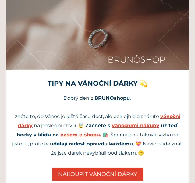 BRUNOshop: Vánoční dárky – šperky Stories a New Chapter, dárkové poukazy – červenec 2026 | Nuslet.cz