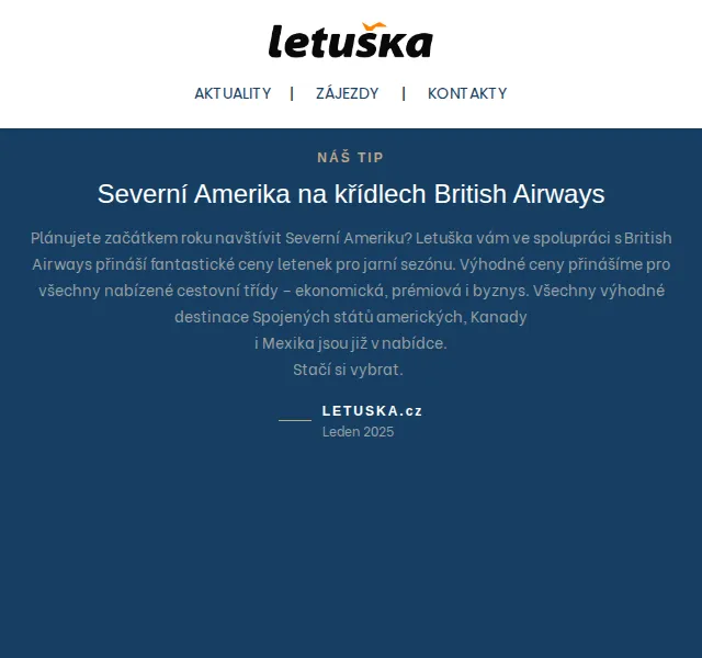 Letuška.cz: Severní Amerika s British Airways – červen 2026 | Nuslet.cz