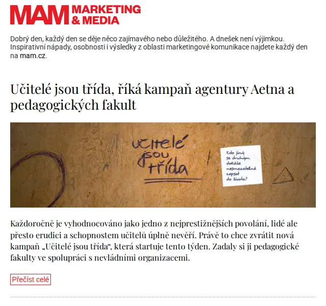 Marketing & Media: Učitelé jsou třída – září 2023 | Nuslet.cz