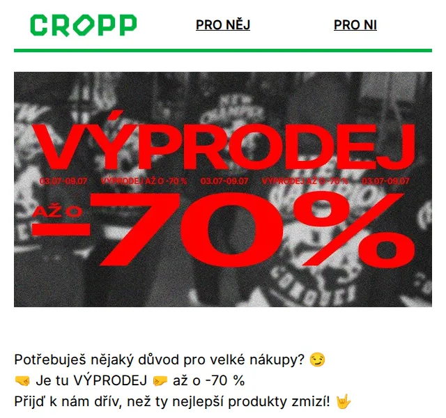 Cropp: Výprodej až -70 % – červenec 2026 | Nuslet.cz