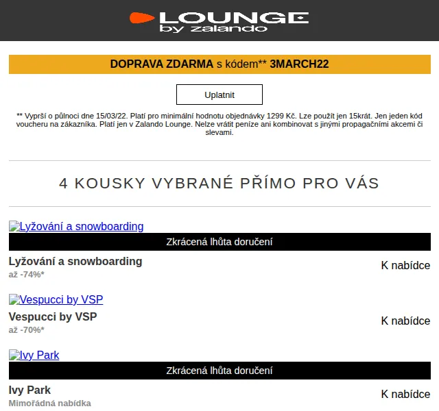 Lounge by Zalando: Ivy Park, Vespucci & slevy až -75 % – červen 2026 | Nuslet.cz