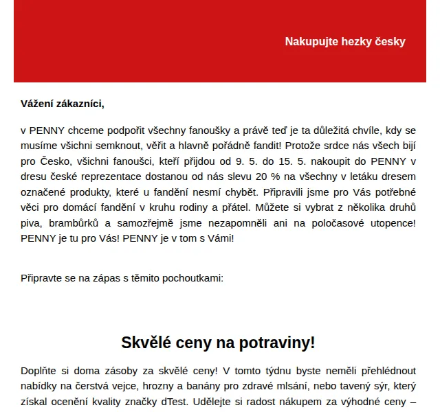 Penny: Sleva 20 % na produkty pro fanoušky v dresu – květen 2024 | Nuslet.cz