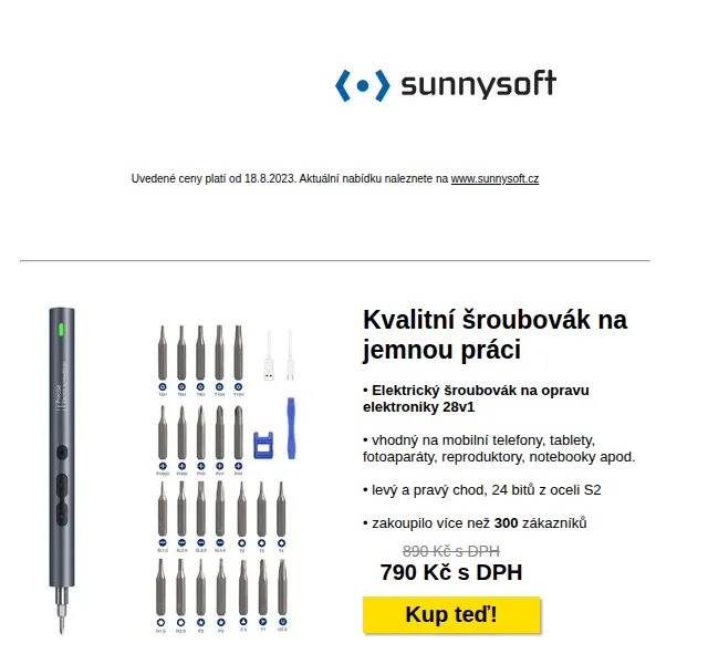 Sunnysoft.cz: Bestsellery slevy až 32 % na elektroniku a auto – červen 2026 | Nuslet.cz