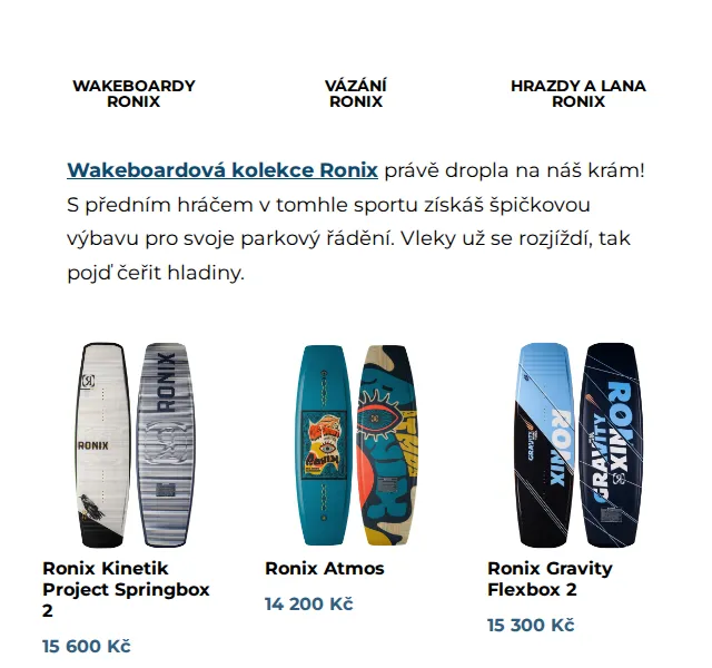 SNOWBOARD ZEZULA: Nová wakeboardová kolekce Ronix – červenec 2026 | Nuslet.cz