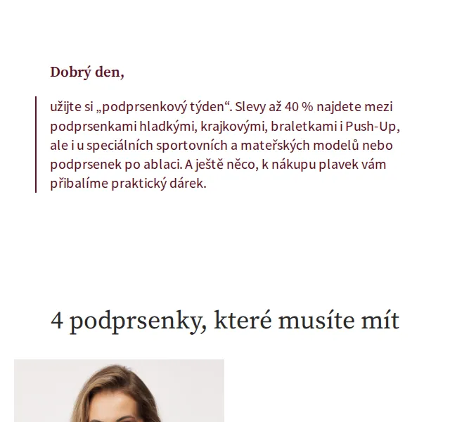 Astratex: Až −40 % na podprsenky a dárek k plavkám – červen 2026 | Nuslet.cz