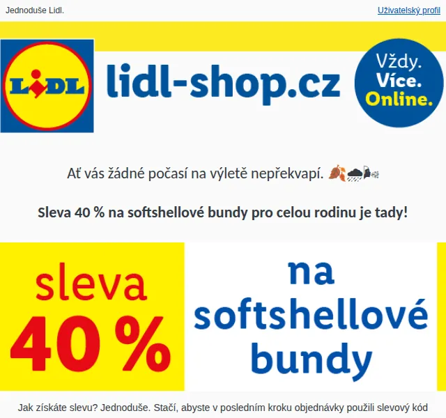 Lidl: Sleva 40 % na softshellové bundy Rocktrail – červenec 2026 | Nuslet.cz