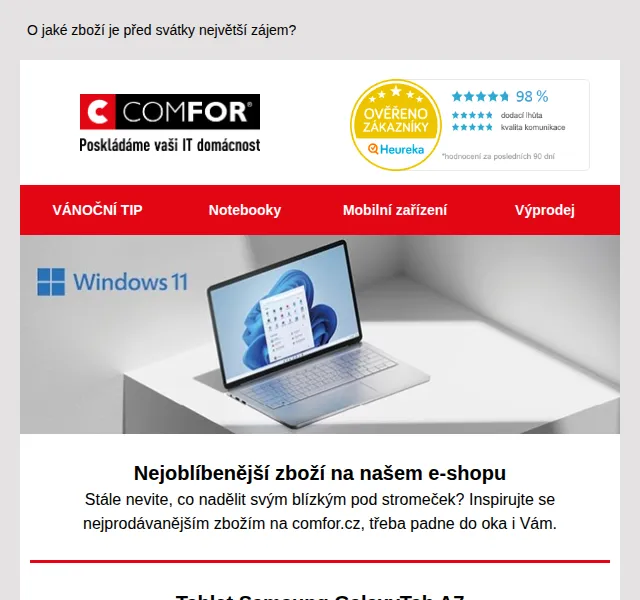 Comfor: Samsung tablet a Intezze CLIQ sluchátka – červen 2026 | Nuslet.cz