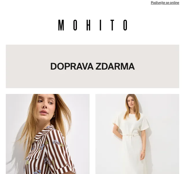 MOHITO: Doprava zdarma + výprodej šatů – červenec 2026