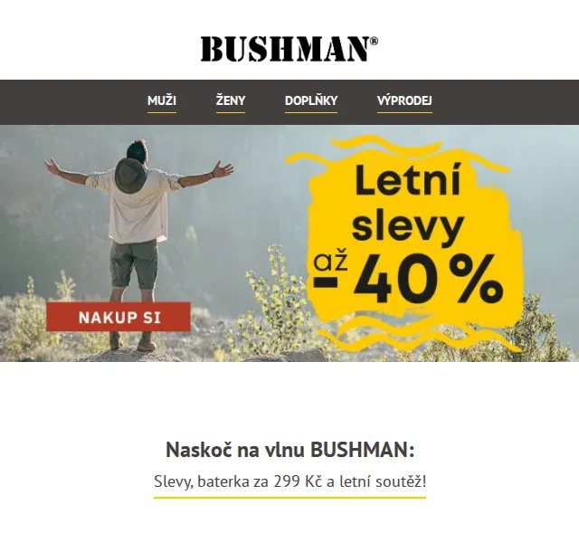 BUSHMAN: Placatka Succor od 299 Kč, slevy až 60 % – červenec 2026 | Nuslet.cz