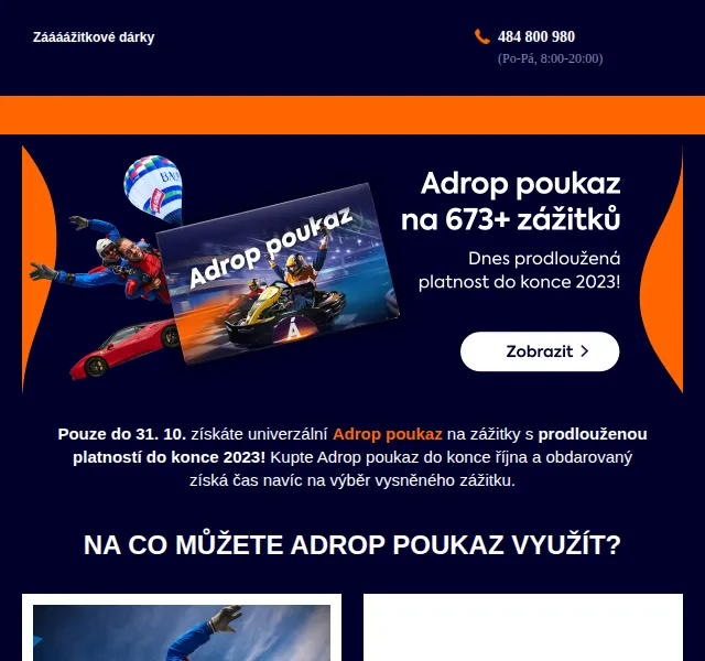 Adrop: Prodloužený poukaz na zážitky – červenec 2026 | Nuslet.cz