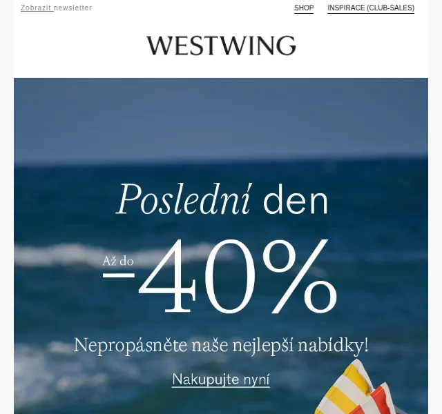 Westwing Summer Sale: sleva až 40 % na vybrané značky – červen 2026 | Nuslet.cz