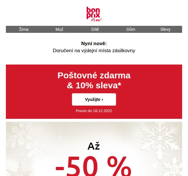 bonprix: Zimní SLEVY až 50 % + 10 % sleva a poštovné zdarma – prosinec 2022 | Nuslet.cz