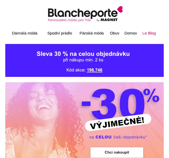 Blancheporte: sleva 30 % na módu – červen 2026 | Nuslet.cz