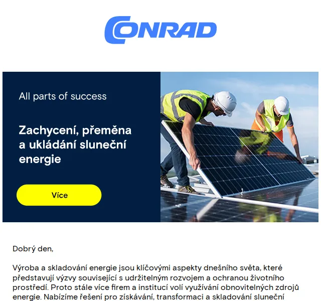 Conrad Electronic: Solární panely a měniče se slevou až 29 % – červen 2026 | Nuslet.cz