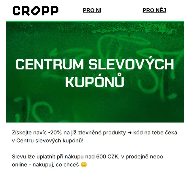Cropp: -20 % na zlevněné produkty – červenec 2026 | Nuslet.cz