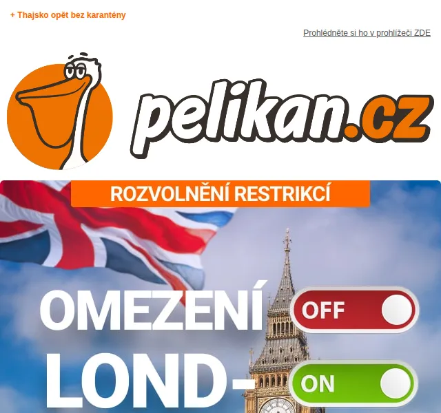 ✈ Pelikan.cz: letenky od 378 Kč – červen 2026 | Nuslet.cz