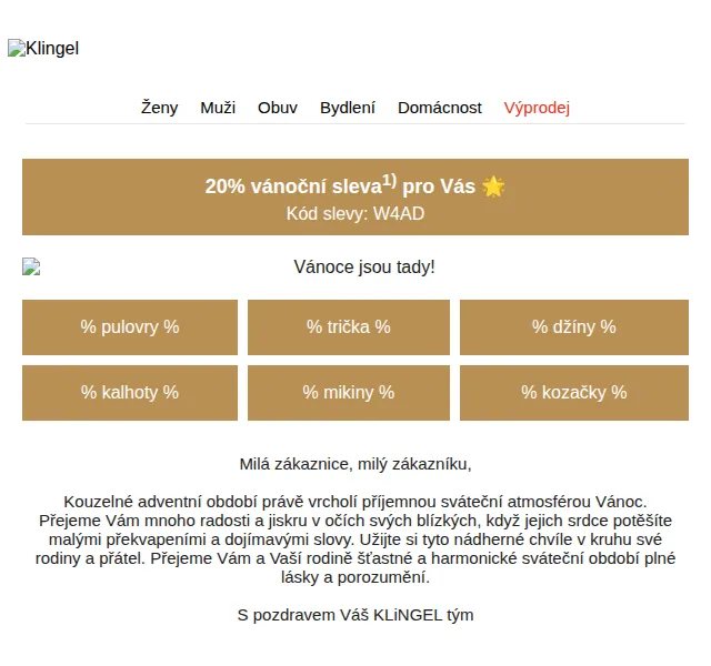 KLiNGEL.cz: 20% sleva na vše – prosinec 2022 | Nuslet.cz
