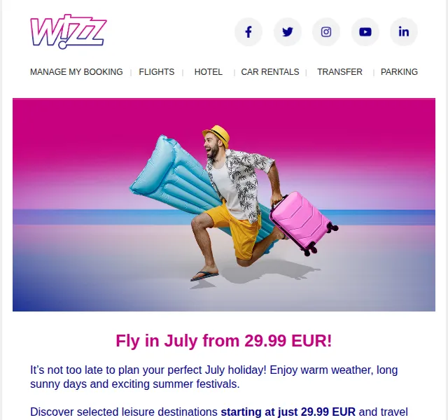 Wizz Air: Letenky od 29.99 EUR – červenec 2026 | Nuslet.cz