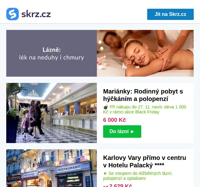 Skrz: Lázně a wellness sleva 1 000 Kč – červen 2026 | Nuslet.cz