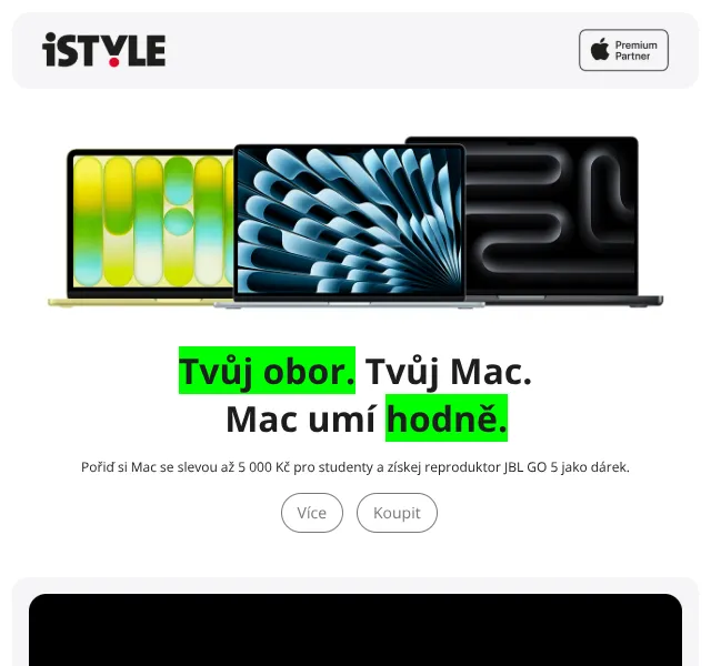 iSTYLE: Mac se slevou až 5 000 Kč + JBL Go 5 – červen 2026