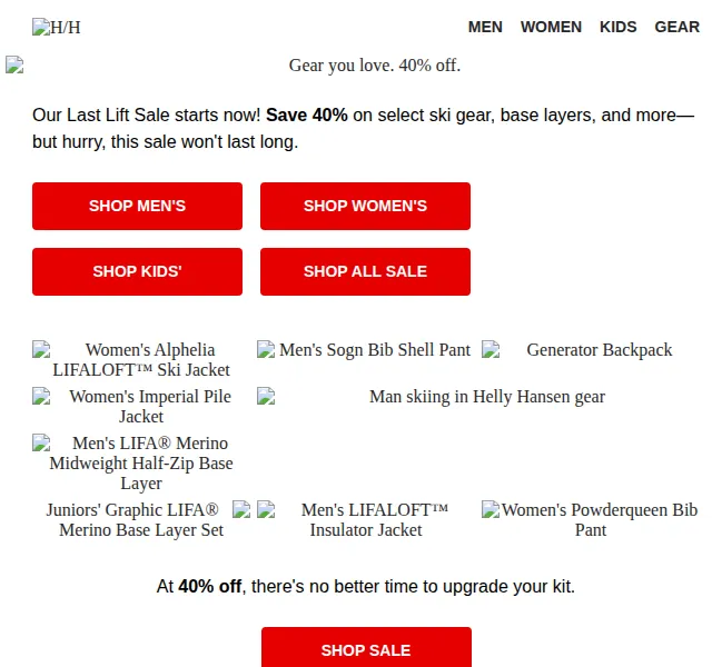 Helly Hansen: Last Lift Sale 40% sleva – červenec 2026 | Nuslet.cz