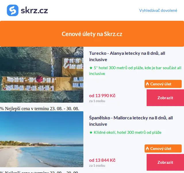 Skrz: Dovolená Mallorca all inclusive od 13 844 Kč – červenec 2026 | Nuslet.cz