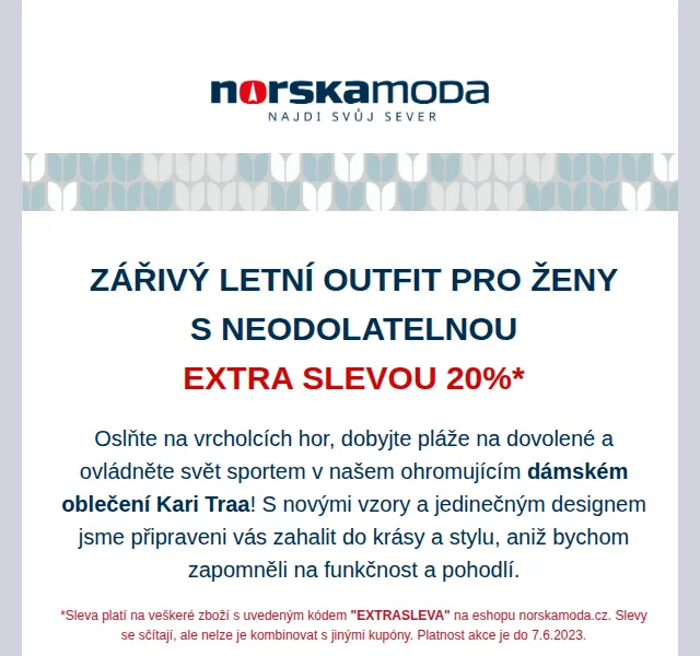 Norskamoda.cz: Extra sleva 20 % na Kari Traa – červen 2026 | Nuslet.cz