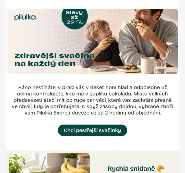 Pilulka.cz: Snídaně a svačiny – slevy až 20 % září 2026