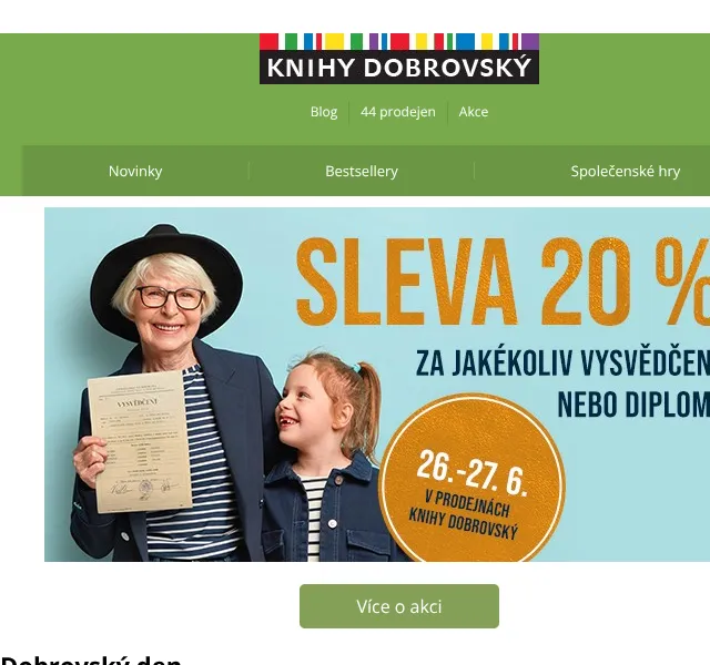 Knihy Dobrovský: Sleva 20 % + bublifuk – červen 2026