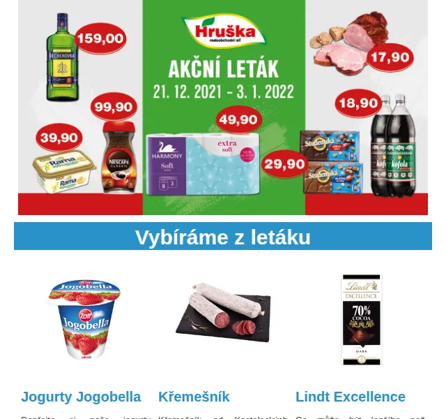 Váš HRUŠKA tým: Leták s Jogobellou a Lindt – červen 2026 | Nuslet.cz