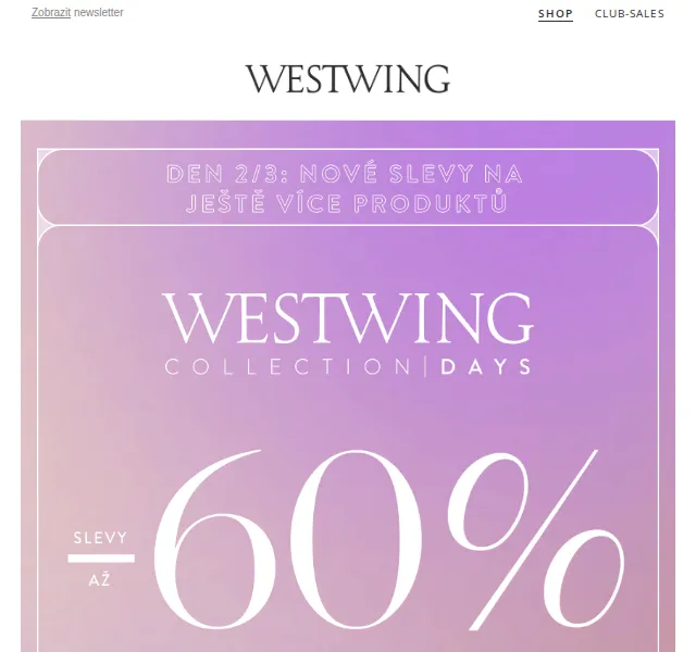 Westwing: Westwing Collection Days – slevy až 60 % – červen 2026 | Nuslet.cz