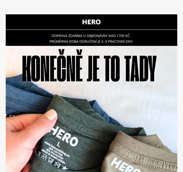 HERO: Trička skladem – všechny barvy a velikosti | Červenec 2026