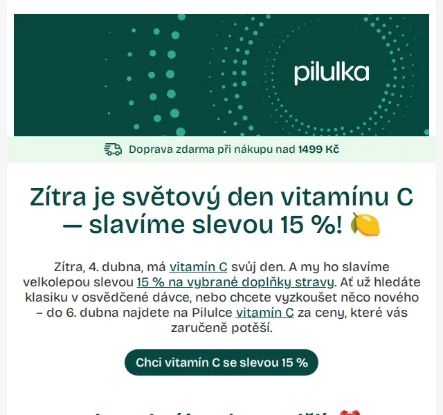 Pilulka: Sleva 15 % na vitamín C – duben 2026 | Nuslet.cz